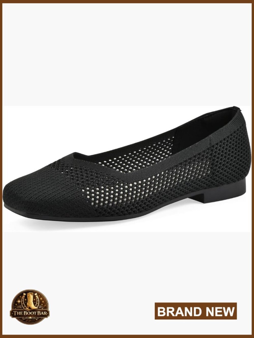 Breathable Fly Knit Ballet Flats, Square Toe, All-Day Comfort Walking Shoes